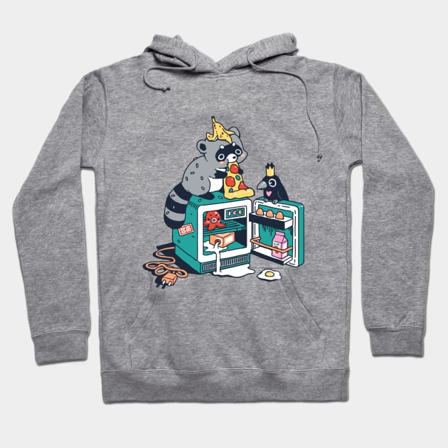 Raccoon and leftovers Hoodie by Freeminds